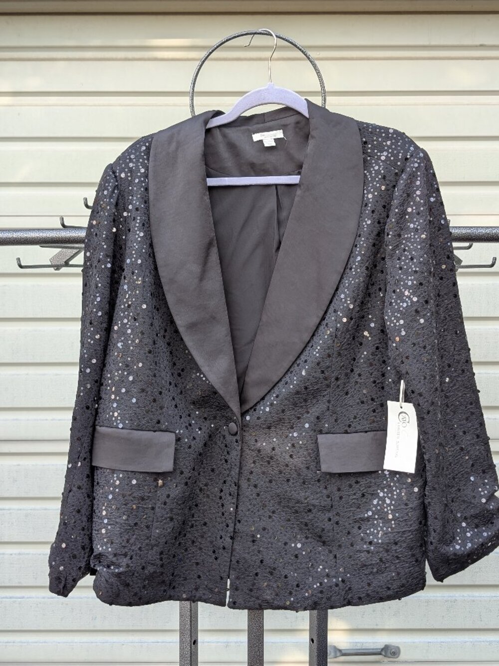 Cato Collection Black Sequin Women’s Tuxedo Blazer 18/20W Plus Size Party Formal